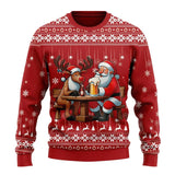 Rot / Rentiere und Weihnachtsmann Druck