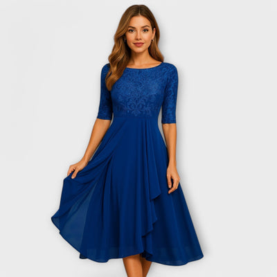 Séraphine-  Midi Kleid mit Spitzenärmeln