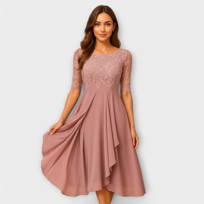 Séraphine-  Midi Kleid mit Spitzenärmeln